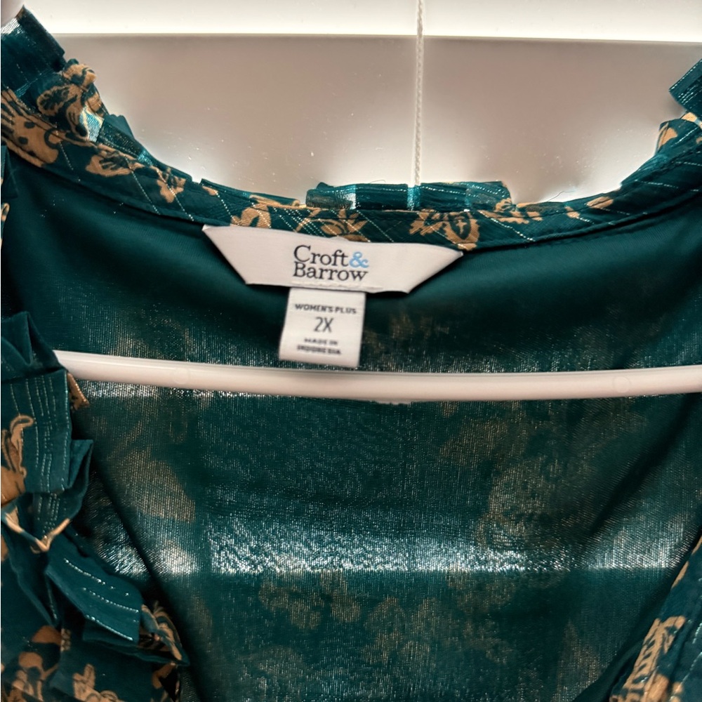 Croft & Barrow Teal and Gold Floral Dress